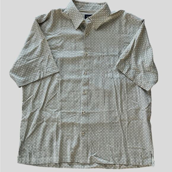 Toscano 100% Silk Casual Button Front Shirt XL Short Sleeve Micro Geometric - Picture 1 of 10